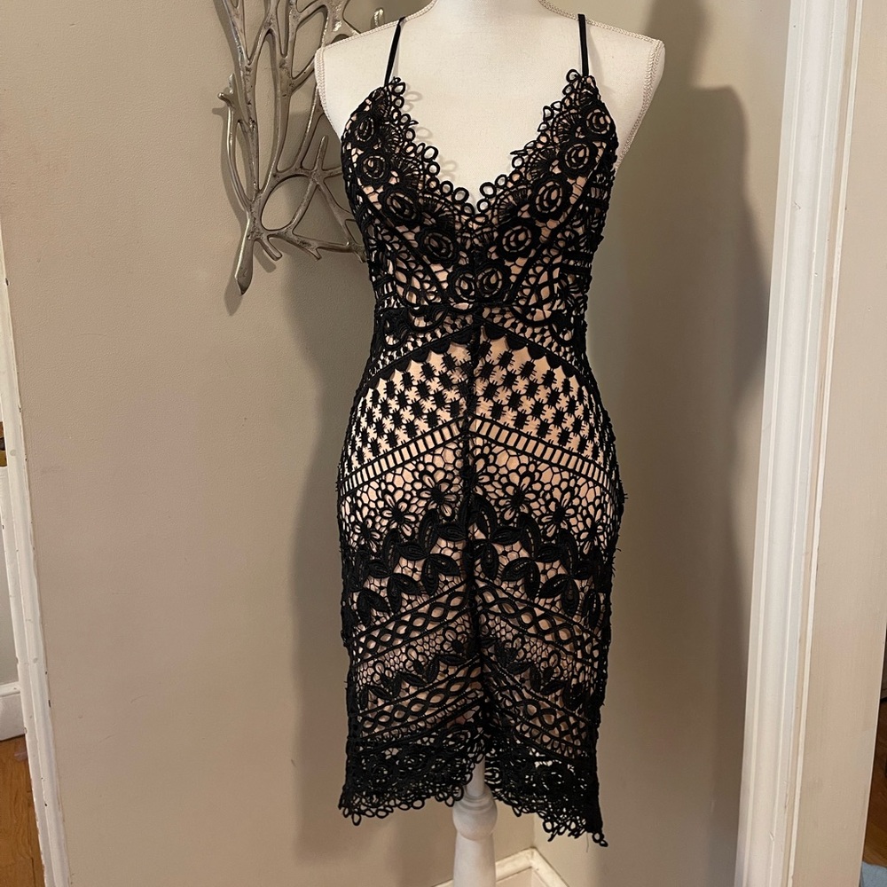 Astr Black Lace Cocktail Dress